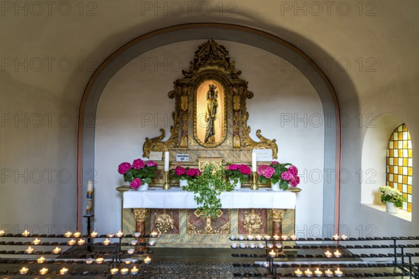 The Miraculous Black Madonna in the interior of the baroque Carmelite Church of St Joseph in Beilstein, Rhineland-Palatinate, Germany, Europe