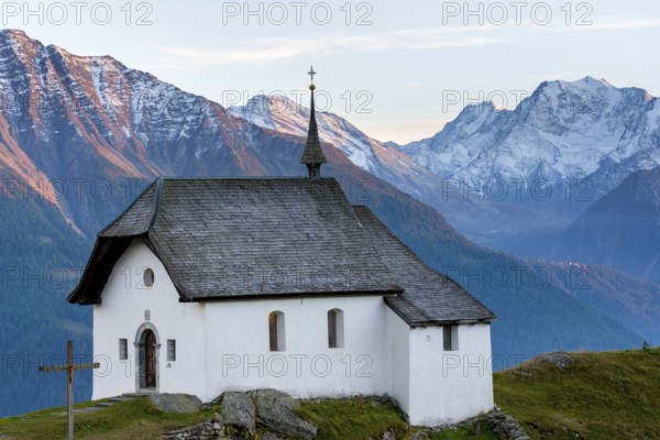 Chapel in the mountains, Alps, tourism, travelling, village, mountain village, Bettmeralp, Aletsch Arena, Valais, Switzerland, Europe