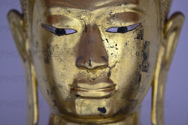 Gilded Buddha statue in Wat Pho, Temple of the Reclining Buddha, Bangkok, Thailand, Asia
