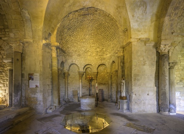Interior view of the Baptistery of Venasque, Département Vaucluse, France, Europe