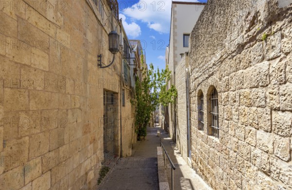 Israel, Jerusalem old narrow streets of Nahlaot historic center with many small synagogues, Asia
