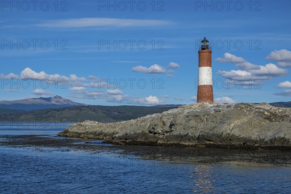 Ushuaia, Tierra del Fuego, Argentina, Les Eclaireurs lighthouse on a rock in the Beagle Channel, South America