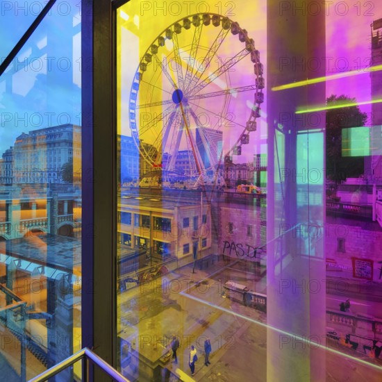 Marollescenece, art installation The Cube, coating of the windows with translucent dichroic films, Poelaert, Brussels, Belgium, Europe