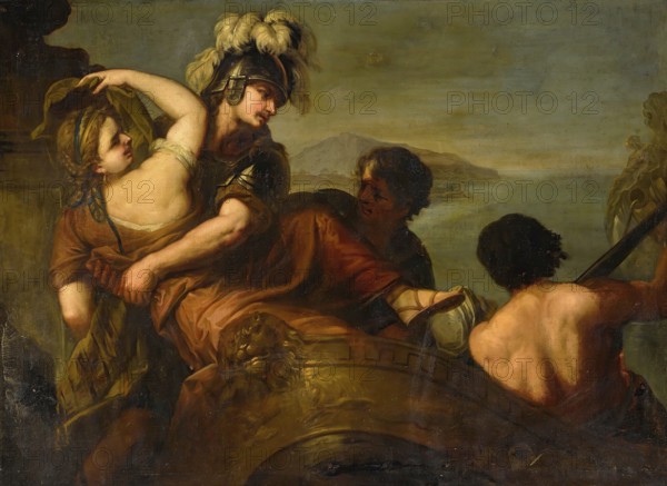 The Abduction Of Helen, painting made by Luca Giordano (Italian, 1634-1705), historically, digitally restored reproduction of a 17th-century original, exact date unknown, The Abduction Of Helen, painting made by Luca Giordano (Italian, Historically, digitally restored reproduction of a 17th-century original, exact date unknown