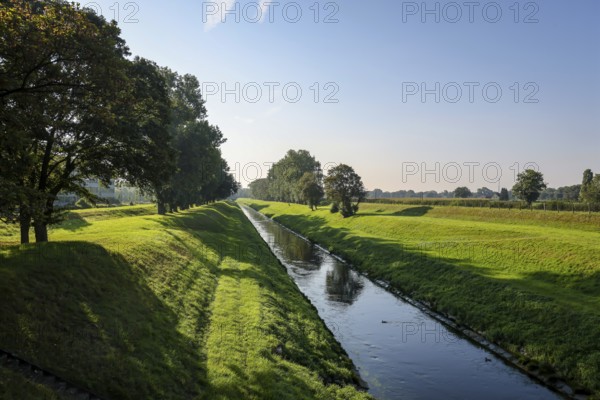 Dinslaken, North Rhine-Westphalia, Germany - The Emscher has been completely free of wastewater since January 2022 following the construction of a parallel sewer. The river was previously an open, above-ground wastewater sewer, combined sewer with surface water and wastewater