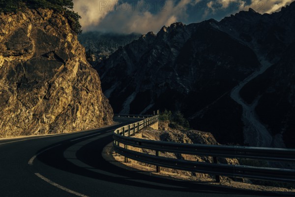 Hahntennjoch pass road in Tyrol in Lechtal, Austria, Europe