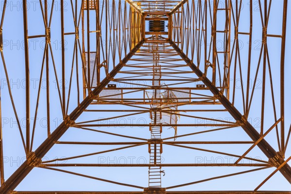 Rusted remains of a former oil derrick, Arabian Peninsula, Sultanate of Oman