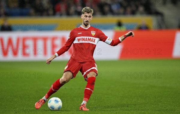 Atakan Karazor VfB Stuttgart (16) Action on the ball Perimeter advertising SPORTWETTEN PreZero Arena, Sinsheim, Baden-Württemberg, Germany, Europe