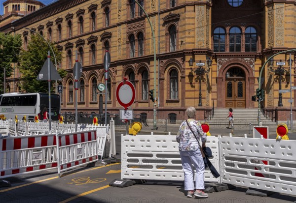 Roadworks and barriers, Oranienburger Straße, Berlin-Mitte, Germany, Europe