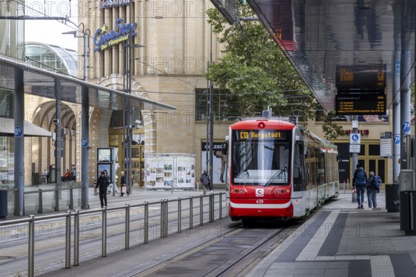Central bus and tram stop. City centre of Chemnitz, Saxony, Germany, Europe