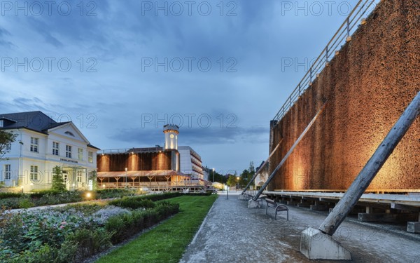 Evening shot illuminated Salinenpark Bad Salzuflen Germany