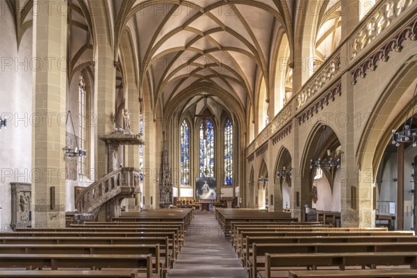 Interior of the Catholic parish church of St John the Baptist in Kitzingen, Lower Franconia, Bavaria, Germany, Europe