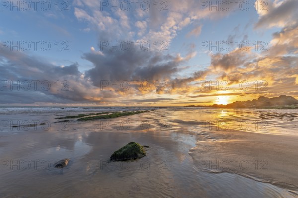 Atlantic Ocean beach at sunset. Les Sables d'Olonne, Vende, France, Europe