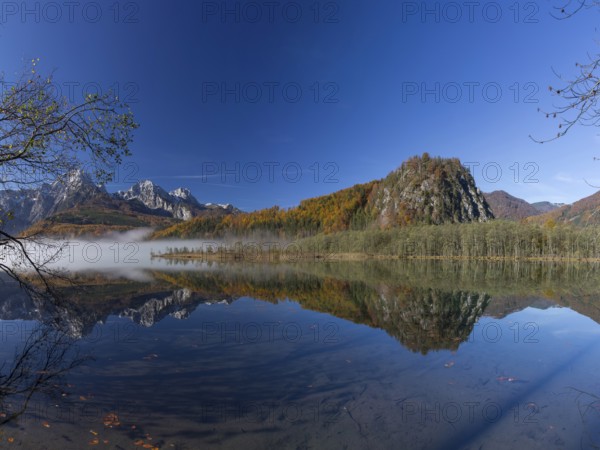 Autumn mood at lake Almsee, Grünau, Austria, Totes Gebirge, Europe
