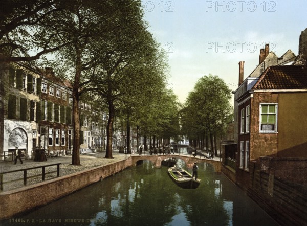 The new canal, Uitleg, The Hague, Holland, ca 1895, Historical, digitally restored reproduction from a 19th century original, Record date not stated