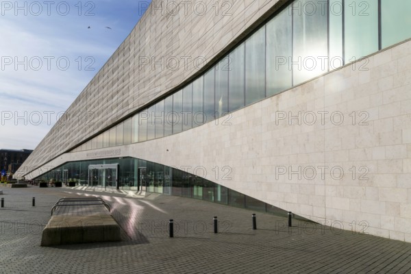 Modern architecture of Museum of Liverpool building, Pier Head, Liverpool, England, UK by 3XN Architects opened 2011