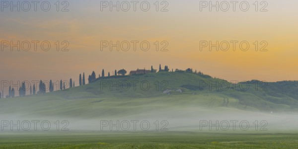 Sunrise in the Crete Senesi, Province of Siena, Tuscany, Italy, Europe