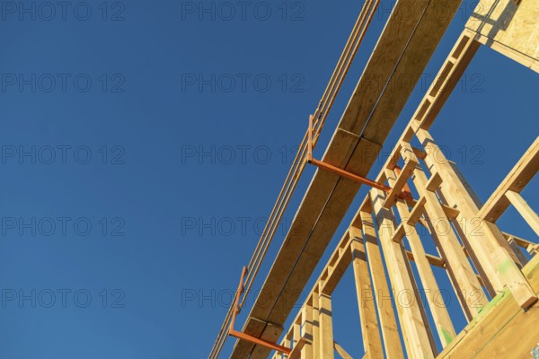 Abstract perspective of a house wood construction framing