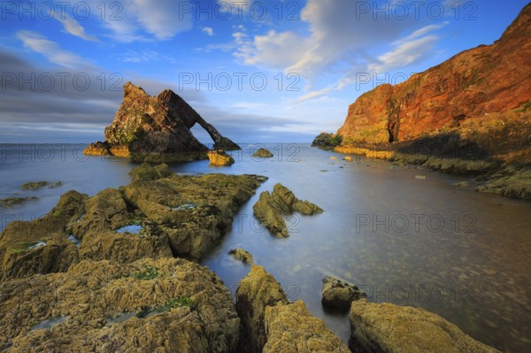 Arch of rock, Scottish coast, Portknockie, Scotland, Great Britain