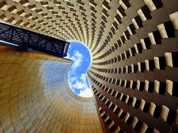 Interior view of the tower. Vulcania Park, Auvergne Volcanoes Regional Nature Park. Puy de Dome department. Auvergne. France
