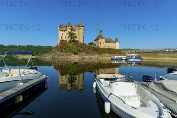 Lanobre. The 13th century Chateau de Val, which has been modified several times, is the property of the town of Bort les Orgues. Cantal department. Auverne Rhone Alpes. France