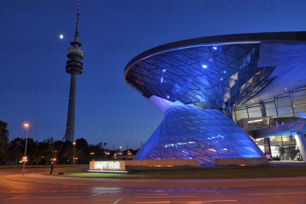 BMW World in evening light, Munich, Bavaria, Germany, Europe