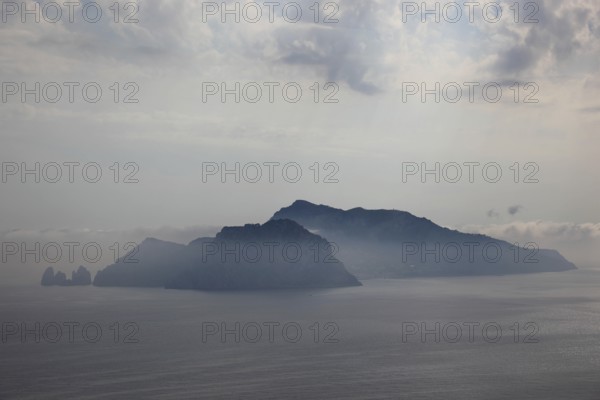 View to Capri from Punta Campanella, Campania, Italy, Europe