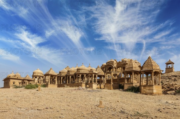 Bada Bagh ancient cenotaphs in Jodhpur, Rajasthan, India, Asia