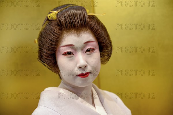 Geisha in traditional costume, portrait, Omori, Tokyo, Japan, Asia