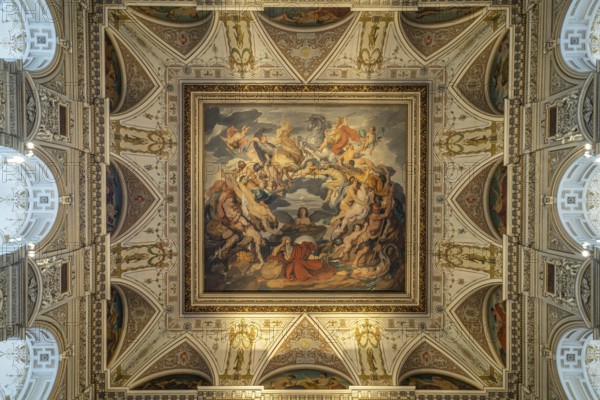 Painting Cycle of Life by Hans Canon on the ceiling of the staircase, Natural History Museum Vienna, Austria, Europe