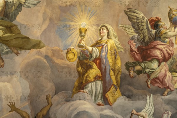 Fresco in the dome of the baroque Karlskirche church in Vienna, Austria, Europe