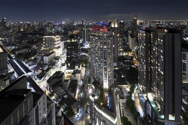 View over the skyline from the T-One Building, Sukhumvit Road, Phra Khanong neighbourhood, Bangkok, Thailand, Asia