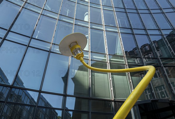 Street lamp, modern lamp design in front of an office building, Frankfurt, Hesse, Germany, Europe