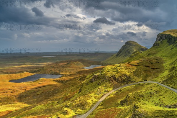 View of the Quiraing rock formations, Trotternish peninsula, Isle of Skye, Scotland, Great Britain
