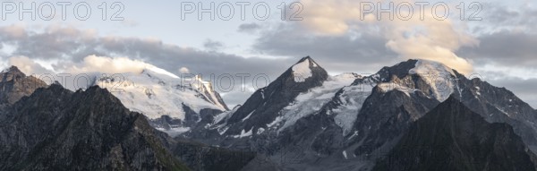 Mountain landscape at sunset, summit Grand Combin de Grafeneire, Fionnay, Valais Alps, Valais, Switzerland, Europe