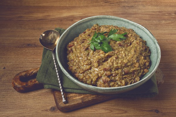 Lobio, a traditional Georgian dish, boiled beans, homemade, no people