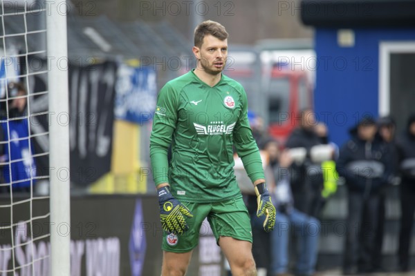 Football 3rd division, 2024/25 season, matchday 24: Waldhof Mannheim vs Hansa Rostock***A bad day for Rostock goalkeeper Benjamin Uphoff