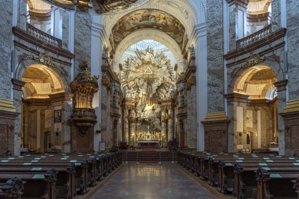 Interior of the baroque Karlskirche church in Vienna, Austria, Europe