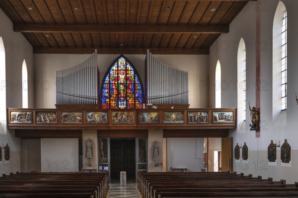Organ loft of St Kunigund, Schnaittach, Middle Franconia, Bavaria, Germany, Europe