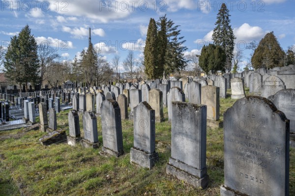 Old graves at the Israeli cemetery, inaugurated in 1882, Werner-von Siemens Str. 2, Würzburg, Lower Franconia, Bavaria, Germany, Europe