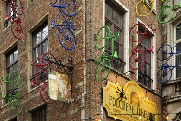 Exterior facade of the Poechenellekelder theatre puppet cellar, Brussels, Belgium, Europe