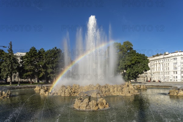 The high-jet fountain on Schwarzenbergplatz in Vienna, Austria, Europe