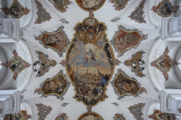 Ceiling fresco in Heilig Kreuz Minster built around 1400, Rottweil, Baden-Württemberg, Germany, Europe