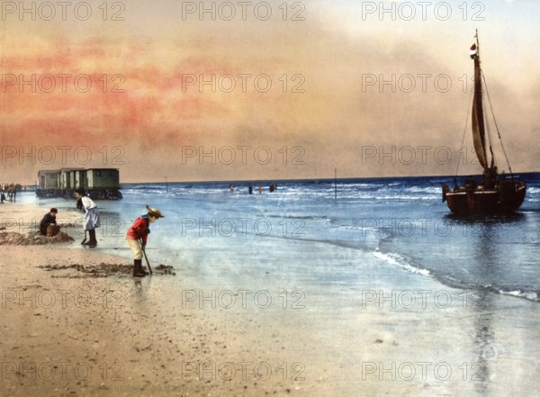 Women's bathing establishment, Scheveningen, Holland, around 1895, Historical, digitally restored reproduction from a 19th century original, Record date not stated