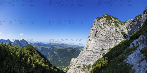 View from the Rinnkogel to the Postalm, Postalm, Osterhorngruppe, Salzkammergut, Salzburg province, Austria, Europe