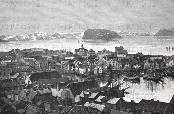 The town of Hammerfest in 1895, Norway, reproduction of an original, around 1900, historical, Europe