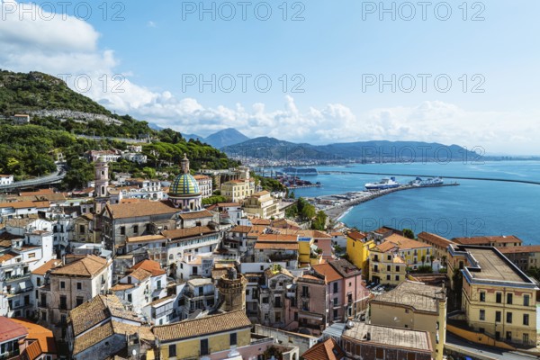 Vietri sul Mare from a drone, Amalfi Coast, Salerno, Campania, Italy, Europe