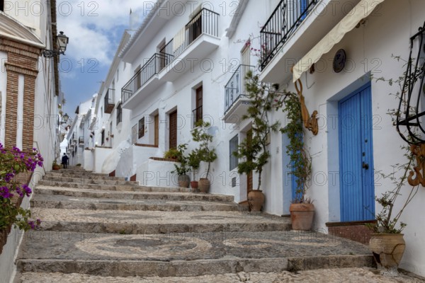 Alley in Frigiliana, Costa del Sol, Axarquía, Andalusia, Province of Málaga, Spain, Europe