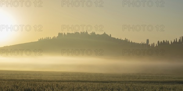 Sunrise in the Crete Senesi, Province of Siena, Tuscany, Italy, Europe