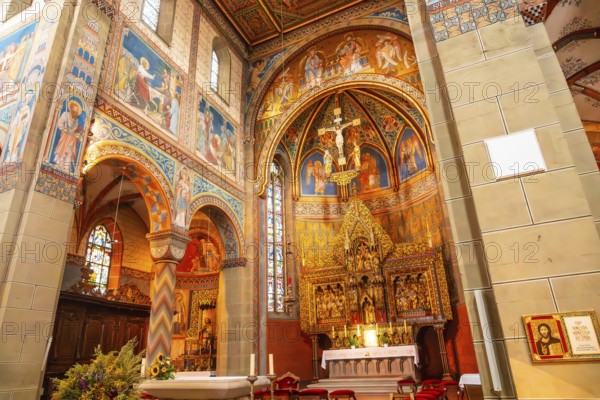 Beautiful architecture of St. Mary's Church inside in the old town of Gengenbach in the Black Forest, Germany, Europe